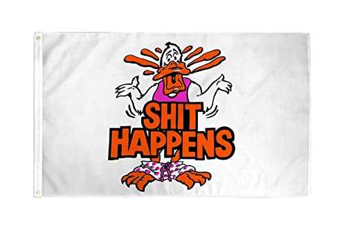 AZ FLAG, Shit Happens Flag, 3x5 Ft, 100D Polyester Clown Banner with Two Metal Grommets, Fade Resistant, Vivid Colors