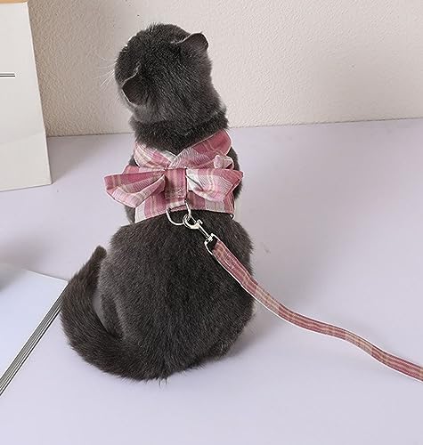 Oyccen Pets Bow Tie Harness and Lead Set Dogs Plaid Harness with Leash Cats Cute Princess Clothes for Puppy Small Dog Cat - Image 4