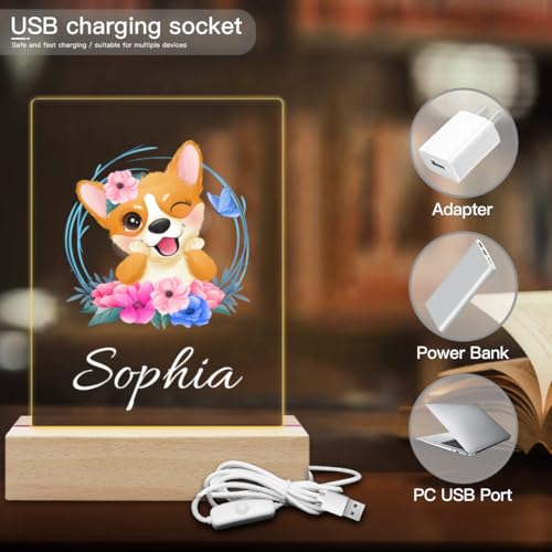 Lámpara de noche personalizada de perro para niños LED miniatura 3