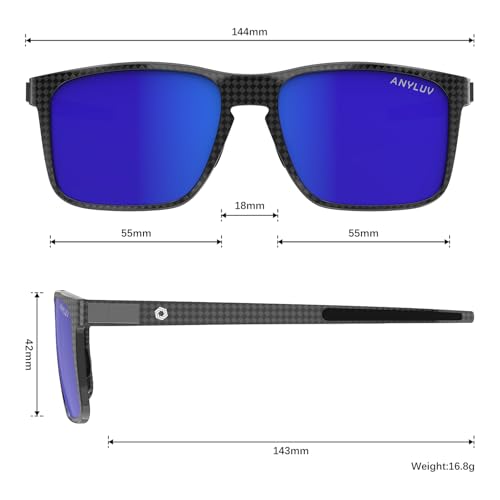 Image of ANYLUV Mens Sunglasses Polarized Upgraded Carbon Fiber Temple Sun Glasses Fashion Driving with UV Protection