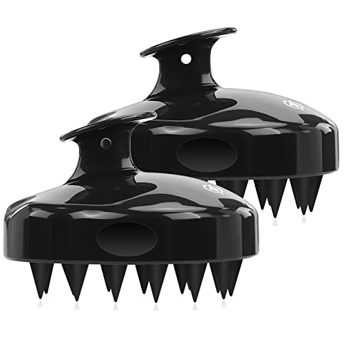 FREATECH Brosse Shampoing Massage Cuir Chevelu avec Poils en Silicone Souple pour Soin Cuir Chevelu, Détendez Tete et Éliminez Pellicules, Soulager Stress et Favorise Pousse Dheveux, 2 Pièces Cover