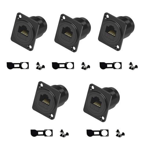 Adaptador de montaje panel RJ45 hembra a hembra 5 unidades miniatura 1