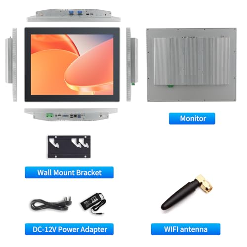 Image of 19 inch Industrial Touch Panel PC, Ratio 4:3 Multi-Touchscreen-Monitor,Wall Mounted Touch Screen Panel Computer,WiFi & Built-in Speakers,IP65 Front,Win 10 I5 RAM 8G+256G SSD
