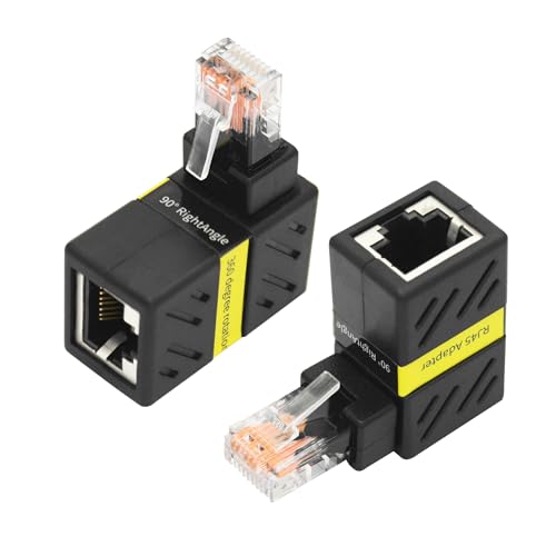 Adaptador Ethernet Cat6 RJ45 Male-Female Rotable 2 Pcs miniatura 1