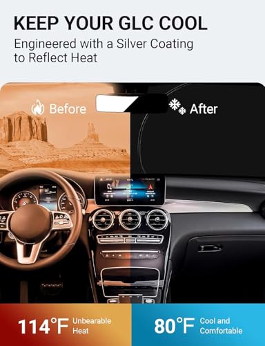 Image of Proadsy Front Windshield Sun Shade Foldable Sunshade Protector Custom Fit 2016-2022 GLC Class SUV & SUV Coupe GLC300 GLC350e 4Matic AMG GLC 63 Sport Accessories 2026 Upgrade