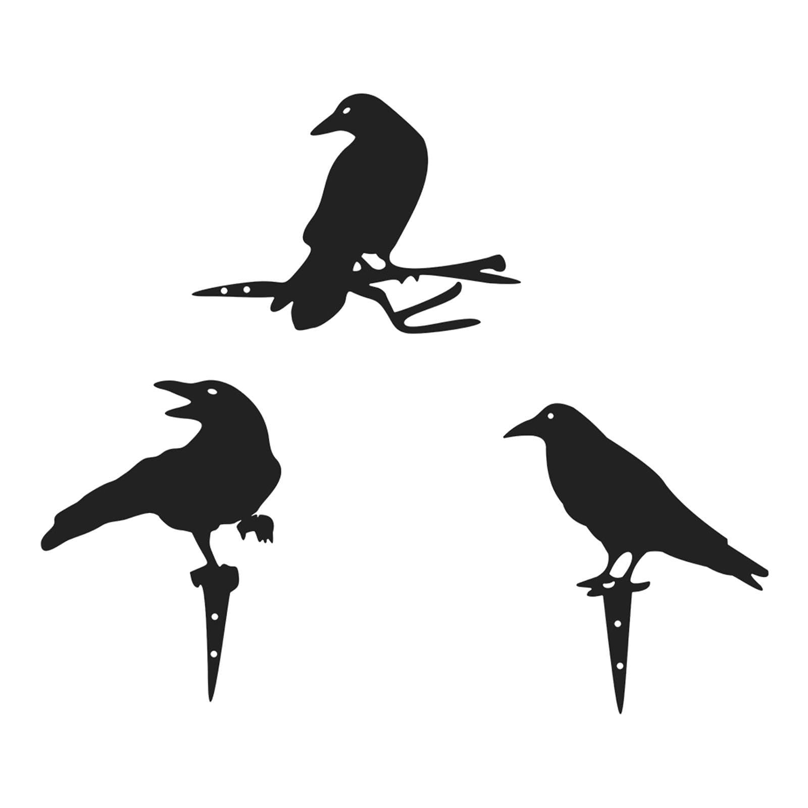 Silhouette oiseau noir en métal déco jardin et ambiance Halloween
