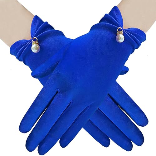 Satins Gloves Evening Gown Gloves with Pearls