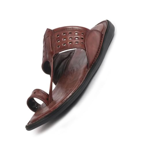 Image of FAUSTO Men Casual Outfit Kolhapuri Toe Ring Strap Ortho Slippers | Memory Cushioned Footbed | Ultra Lightweight and Comfort Slip On Slipper