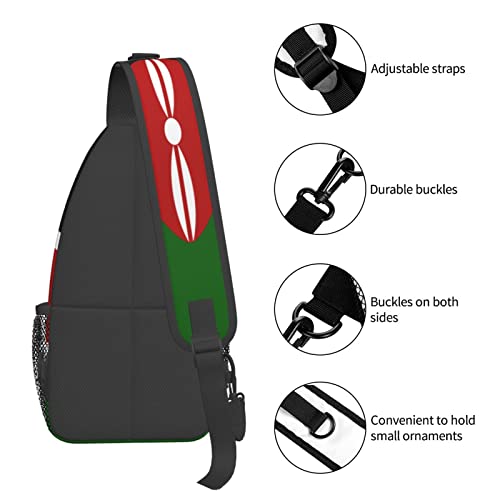 Mochila bandolera negra unisex para senderismo miniatura 6