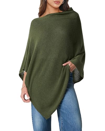 Womens Fall Oversized Trendy Knit Poncho Y2k Shawl Lightweight Sweater Cape Asymmetrical Sheer Ponchos