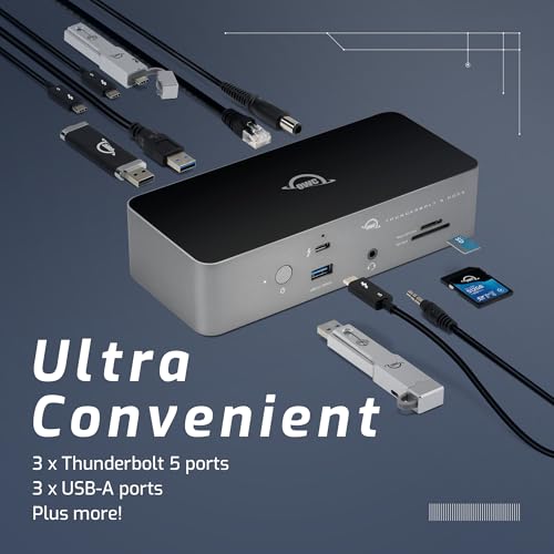 Image of OWC 11-Port Thunderbolt 5 Docking Station, 2.5GbE, SD /Micro-SD Card Reader, Audio in /Out Jack, USB 3.2 Type-A Ports, 140W Power Delivery