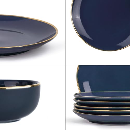 Image of Shay Ceramic Dinner Set, 12 Pcs, Blue Gold | Shay Goldline Series | Crockery Set for Dining Table | Dining Sets Crockery Items | Glossy Finish | Premium Ceramic (Blue Gold, 12 Pieces)