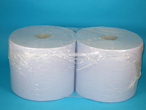 2x Putztuchrollen Putzrollen Papierrollen 2lg 2-lagig blau 1000 Abrisse 22x37cm je Rolle