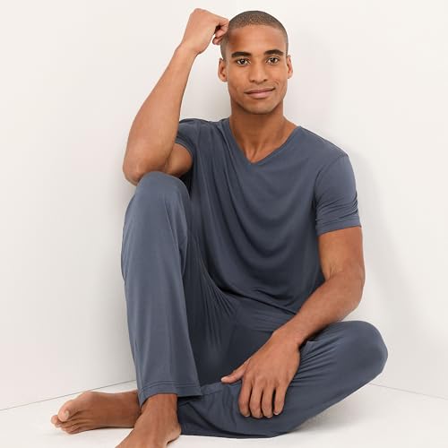 Lands' End Men's Short Sleeve Cooling Knit V-Neck Pajama Set4