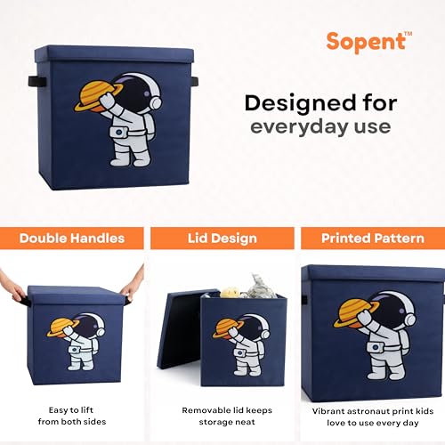 Image of Sopent Fabric Storage Box and Organiser with Lid
