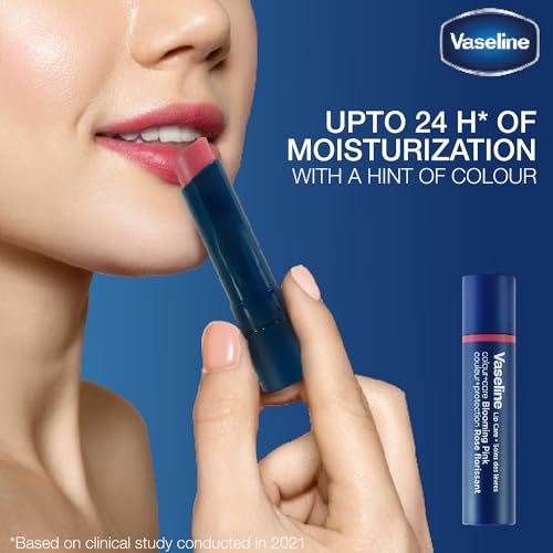Image of Vaseline Lip Care | Colour+Care Blooming Pink Tinted Lip Balm Stick | up to 24Hr* moisturization | with manuka honey | 3g