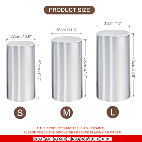 Fundas cilíndricas de elastano uxcell con acabado plateado de aluminio 3