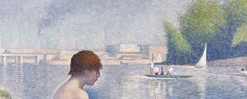 Cuadro Pintura al óleo de Bañistas en Asnières de Seurat para Salón Moderno 60x90cm