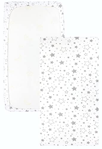 TupTam baby fitted sheet children fitted sheet for baby bed cot pack of 2, Stars Gray/White, 90 x 200 cm, Stars Gray / White - Image 3