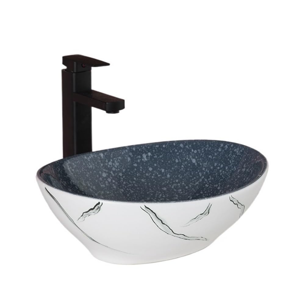 Hhmmei2024-23 Basin Sink Bathroom Thickened High Temperature Ceramic Sink Nordic Art Above Counter Basin Vessel Bowl