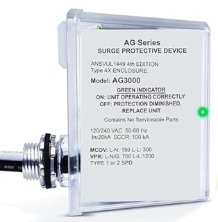 AG3000 HVAC Surge Protector 120/240V, 3-Mode Mini Split Surge Protective Device with TPMOV Technology, Type 4X Watertight Enclosure Lightning & Surge Protection for AC, Furnace, HVAC Equipment