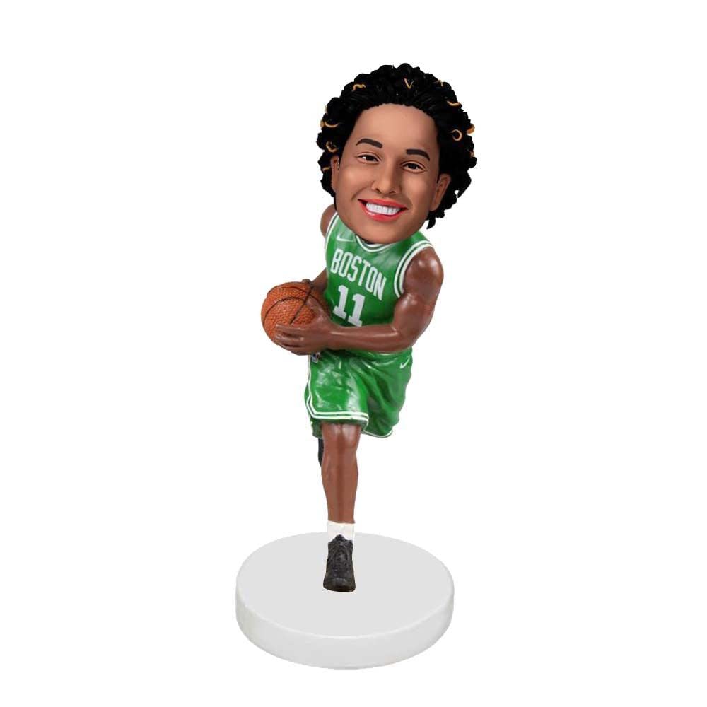 Cabezudos Personalizados Muñeca, Jugador de Baloncesto, Figuras Hechas a Mano Regalo Personalizado, Verde.