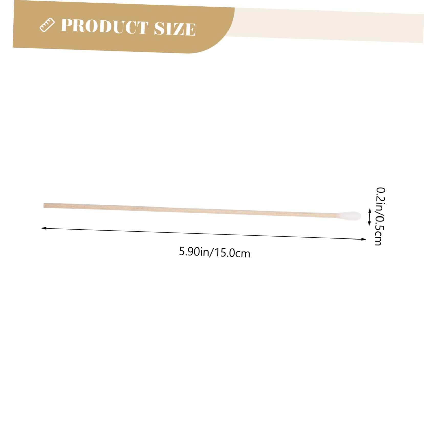 Baluue 100pcs Cotton Swabs Long Wooden Stick Reusable Ear Swabs Makeup Removal Cotton Buds Sanitary Tip