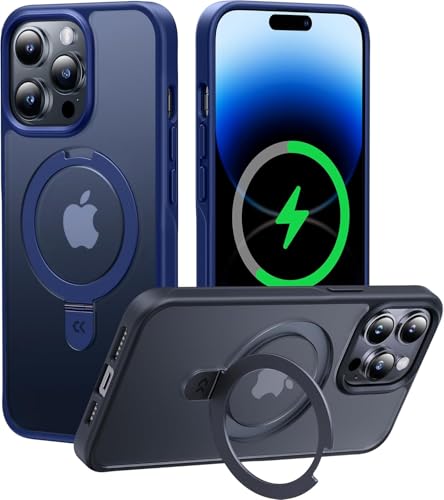 Image of iPhone 14 pro max Magsafe Stand Case | Matte Design & 360 Protection | Military-Grade Apple iPhone 14 pro max Cover | Ultra Premium - Blue