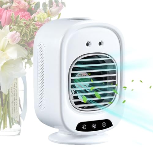 Ventilador portátil, ventilador portátil recargable, enfriador personal recargable por USB, ventilador de humedad silencioso con 3 modos para área de viaje, camping, escritorio, dormitorio, A
