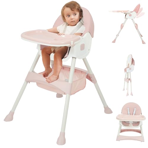 Image of Baby High Chair, 6 in 1 Convertible High Chairs for Babies and Toddlers with 5-Point Safety Harness,Foldable High Chair for Space-Saving, Adjustable Dining Tray,Backrest & Height,Easy to Clean Surface