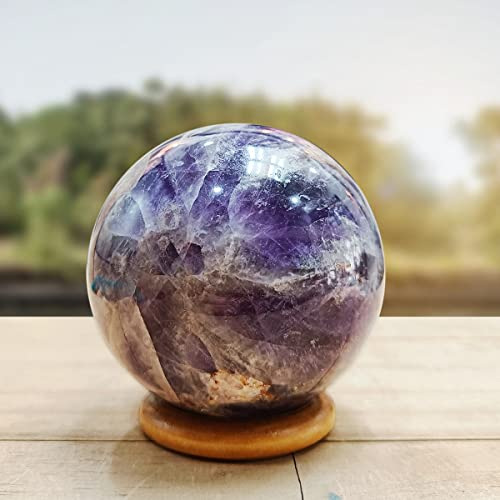 Image of Shubhanjali Amethyst Crystal Ball for Home Decorative Items 150-200 Gm Polished Round Gemstone Amethyst Stone Ball for Crystal at Home Office Desk Kids Table