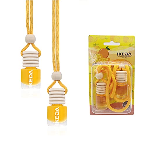 Image of ikeda fragrance Car Air Freshener, 2pcs 4ml Car Scents,45-Days Keep Fragrance,Automotive Hanging Diffuser Bottles,Remove Auto Odor Long-Lasting Fresh Air for Home Deodorizer (Glass, Orange)