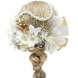 [Usasaki] 髪飾り 成人式 前撮り マム アジサイ 卒業式 入学式 カスミ草 ドライフラワー振袖 袴 ウェディング 結婚式 和装 赤 白 黒 ベリーピック パールチェーン 蝶々 ヘアアレンジ ハーフアップ ロングヘア A24110006