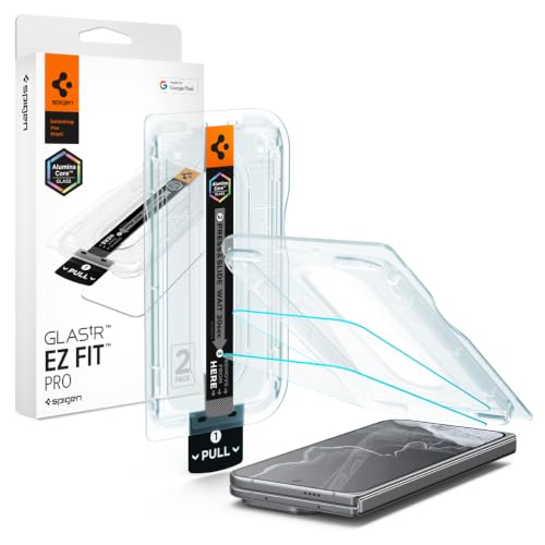 Image of Spigen GlasTR EZ FIT Pro Screen Protector for Pixel 11 Pro Fold | Aluminum Enhanced 10H+ tempered glass, GlasTR EZ Fit auto align tray, 100% clarity, Original touch, Case-friendly, 2Pack