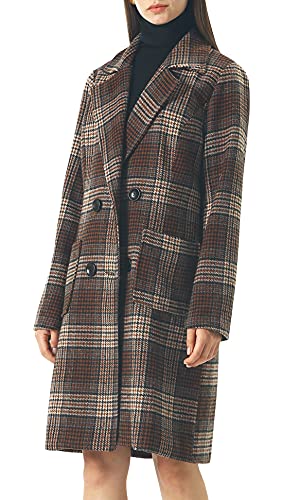 Image of chouyatou Women Elegant Notched Collar Double Breasted Wool Blend Over Coat