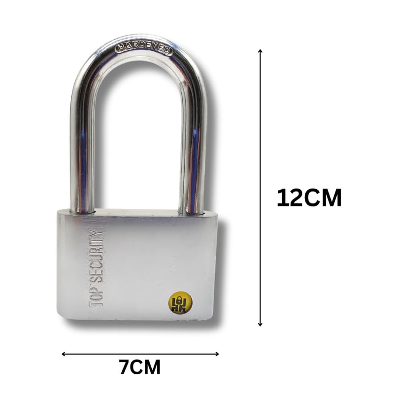 Image of Heavy-Duty Stainless Padlock 70 MM Lock and 3 Keys Hardened Key Padlock Shackle Security Lock for Garage, Door, Containers, Shutter, Locker, Gates Silver