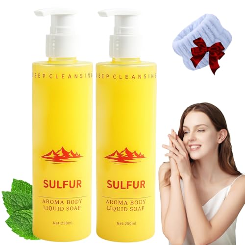 Jabón de Azufre Líquido para Baño y Ducha para Mujeres y Hombres. Champú y Gel de Ducha Líquido. Absorbe el exceso de grasa, reduce los brotes y limpia la piel. (2 unidades)