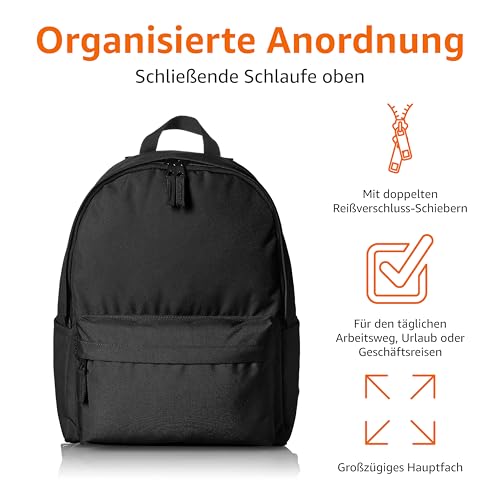 Amazon Basics, Rucksack für Klassische Anlässe/Freizeit/Schule, 30.99 cm x 15.24 cm x 40.13 cm, Schwarz, 1er-Pack