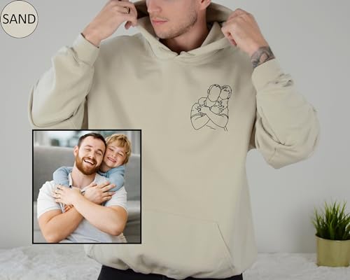 Custom Dad Hoodie Portrait from Photo Sweatshirt Personalized Gift for Dad Father’s Day Hoodie Birthday Gifts For Him Outline Sweatshirt From Daughter for Dad Multicolor2