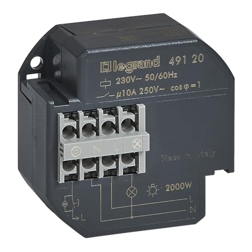 LEGRAND - Télérupteur Unipolaire Silencieux 230V - 10A - À Installer dans Boîte à Encastrer - Connexion par Bornes Automatiques - Pour Commander un Éclairage à...