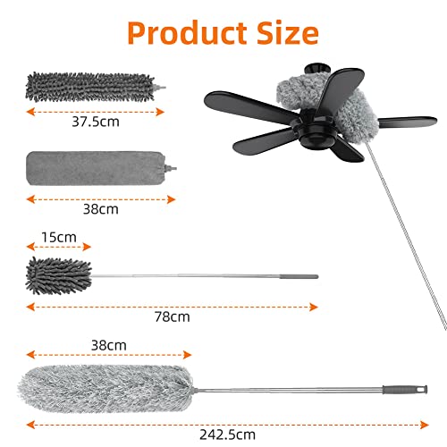 Vicloon Microfiber Duster, 7pcs Feather Duster, Chenille Duster Crevice Brush...