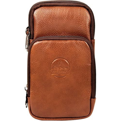 Ama Dablam Genuine Leather Small Crossbody Bag Phone Purse | Handcrafted Premium | RFID Blocking | Durable Zippers
