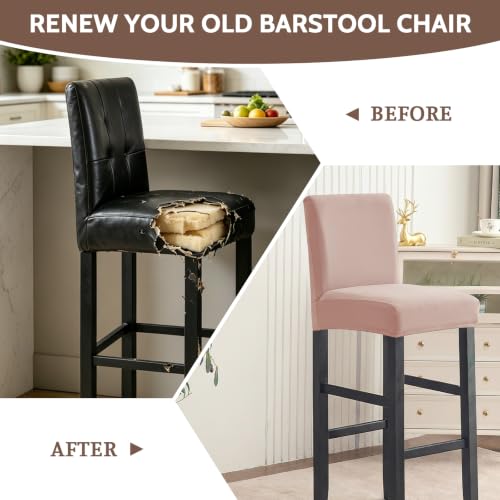 Image of FUANGUI Bar Stool Covers Set of 4, Waterproof Stretch Bar Stool Seat Covers | Washable Removable Bar Chair Covers with Backs Slipcovers, Bar Chair Covers Square for Kitchen Dining Room Cafe