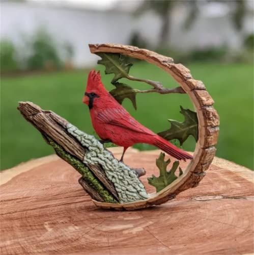 Estatua de Madera Tallada a Mano Pájaro Cardinal Rojo miniatura 2