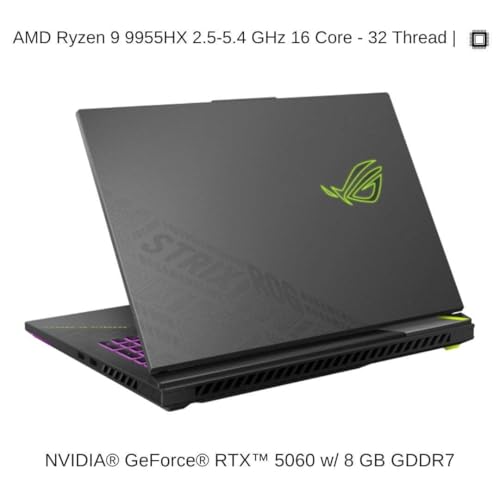 Image of HIDevolution [2025] ASUS ROG Strix G18 G814FM 18 inch WUXGA 144Hz IPS-Level, 2.5 GHz Ryzen 9 9955HX, RTX 5060, 64 GB DDR5 RAM, 16 TB PCIe SSD, Windows 11 Home