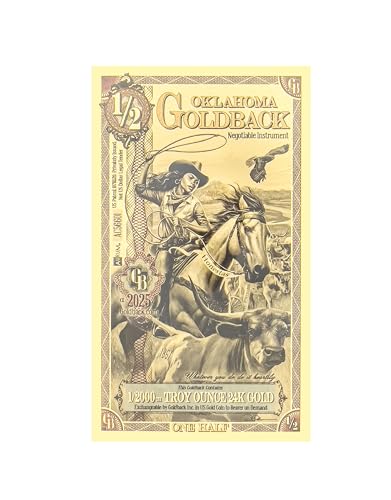 Wisemen Trading Oklahoma 1⁄2 Goldback Gold foil Art Series “Spes” | 1/2000th of a Troy Oz of...