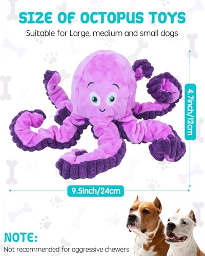 TONGKTAI Hundespielzeug Quietschend, Interaktives Plüsch Oktopus Ziehspielzeug, Unzerstörbar Welpenspielzeug für Kleine, Mittelgroße und Große Hunde um sie zu Beschäftigen