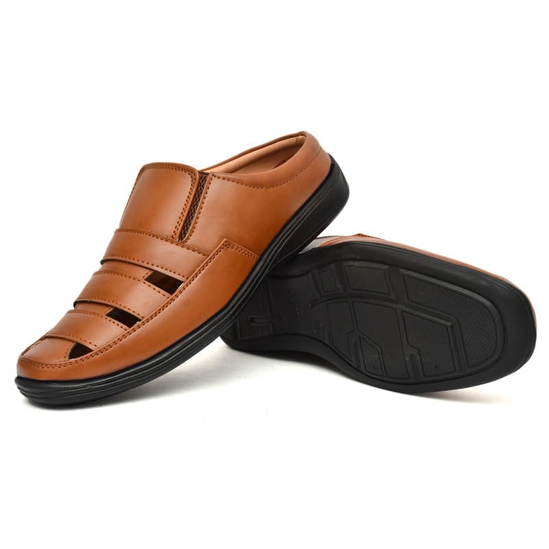 Image of Restroad Men's Synthetic Leather Sandals | Casual Open Toe Footwear for Men