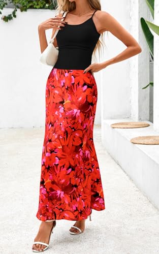 PRETTYGARDEN Spaghetti Strap Tank Top Summer Sets Women 2 Piece Outfits Floral Maxi Skirts for Women Trendy Beach Vacation2