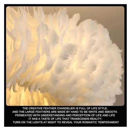 Lustre suspendu moderne plume blanche eclairage LED chaleureux - 8